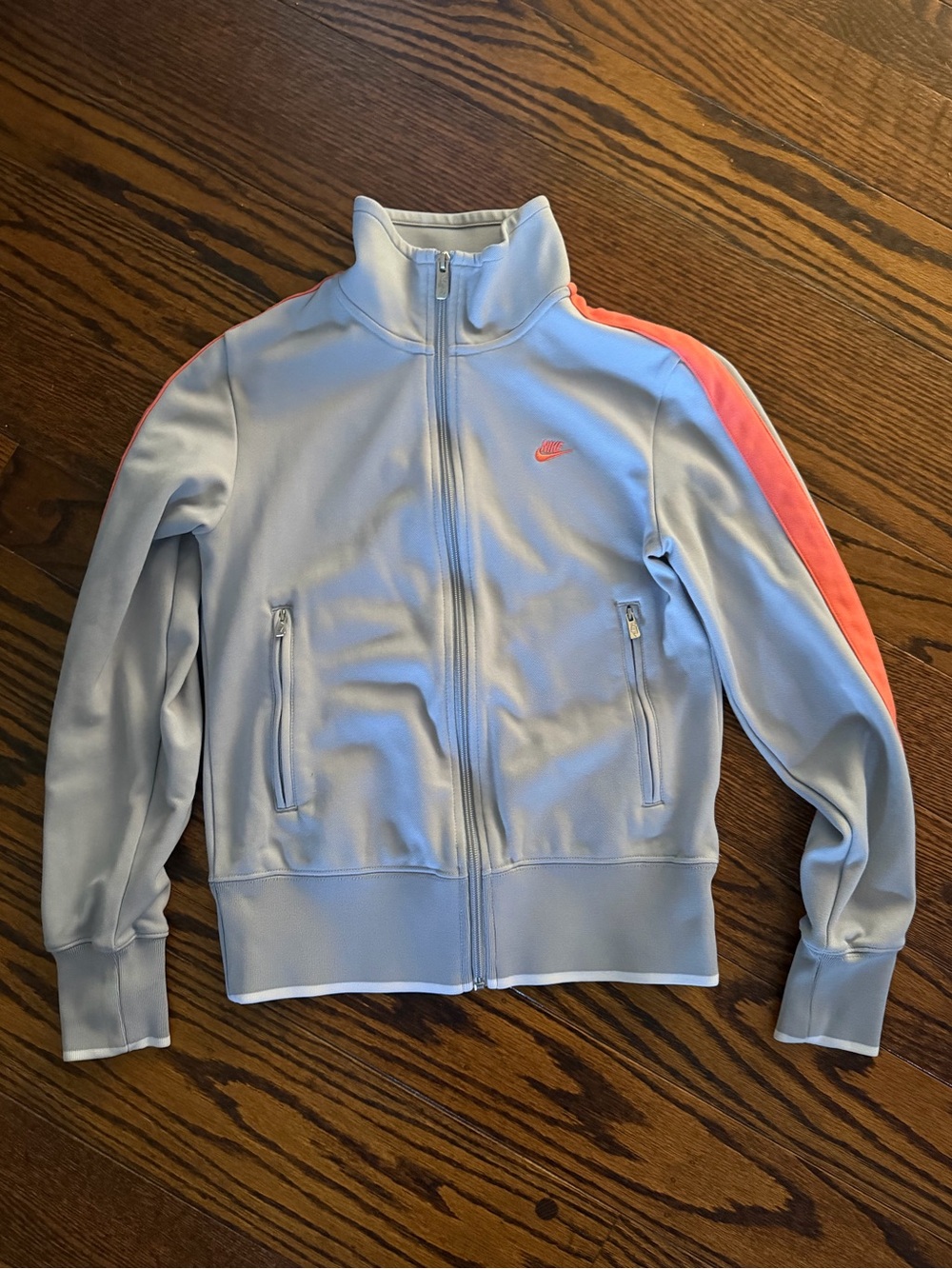 vintage light gray Nike full-zip track jacket